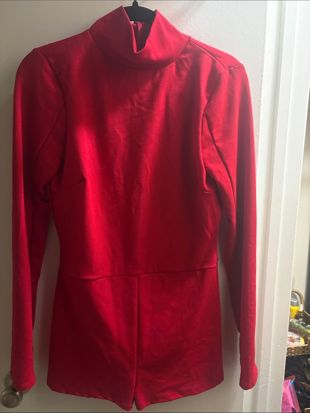 Fashion Nova Red Turtleneck Long-Sleeve Romper